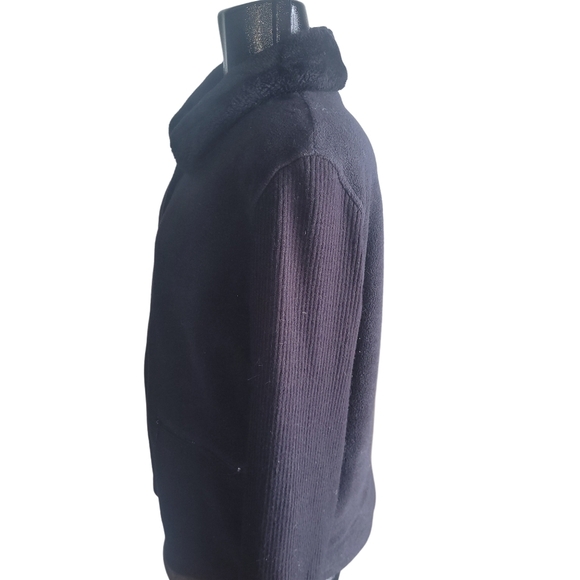 Tradition Country Collection Black Plush Collared Button Up Sweater M - Picture 5 of 7